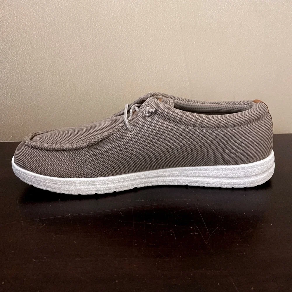 Old Navy Mens Knit Boat Shoes Taupe Brown Slip On‎ Moc Toe Loafers Size 9